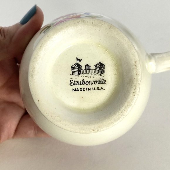 Steubenville Creamer Sugar No1259 Vintage 22-Karat Gold 1930s Floral Design US - Picture 8 of 16